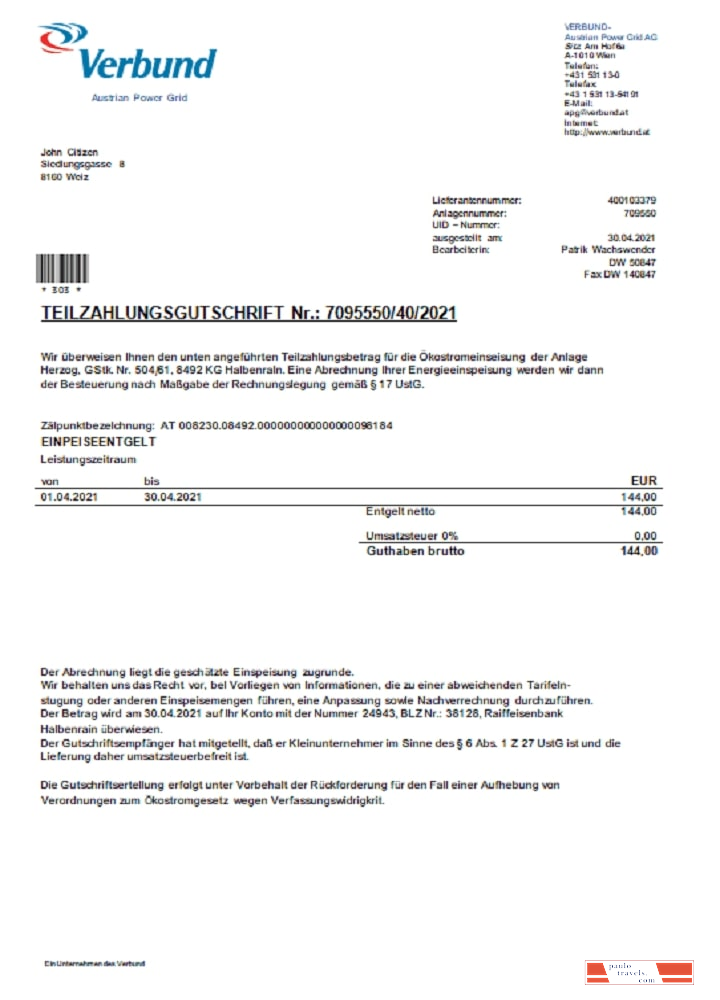 Austria Verbund Austrian Power Grid utility bill